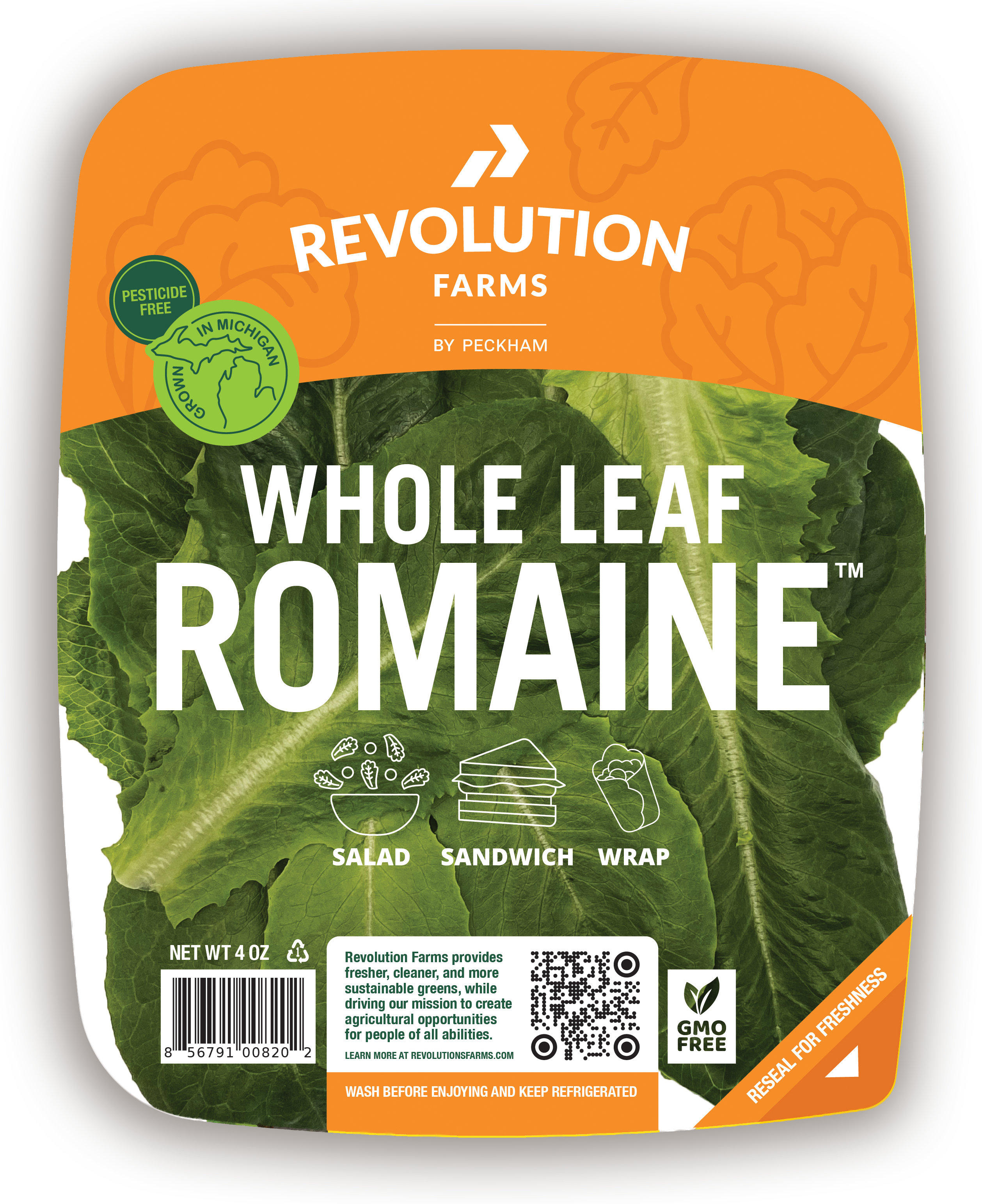 Revolution Farms by Peckham Whole Leaf Romaine Lettuce